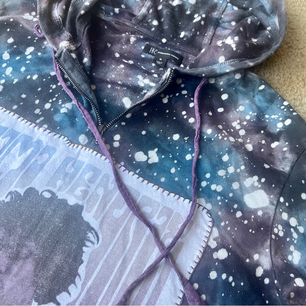 Jimi Hendrix Upcycled Purple Haze Inspired Hoodie Unique 1 of a Kind Tie Dye - Picture 9 of 16